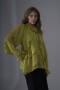 Pearl Organza Ruffled Blouse with Rose Brooch