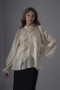 Pearl Organza Ruffled Blouse with Rose Brooch