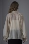 Pearl Organza Ruffled Blouse with Rose Brooch
