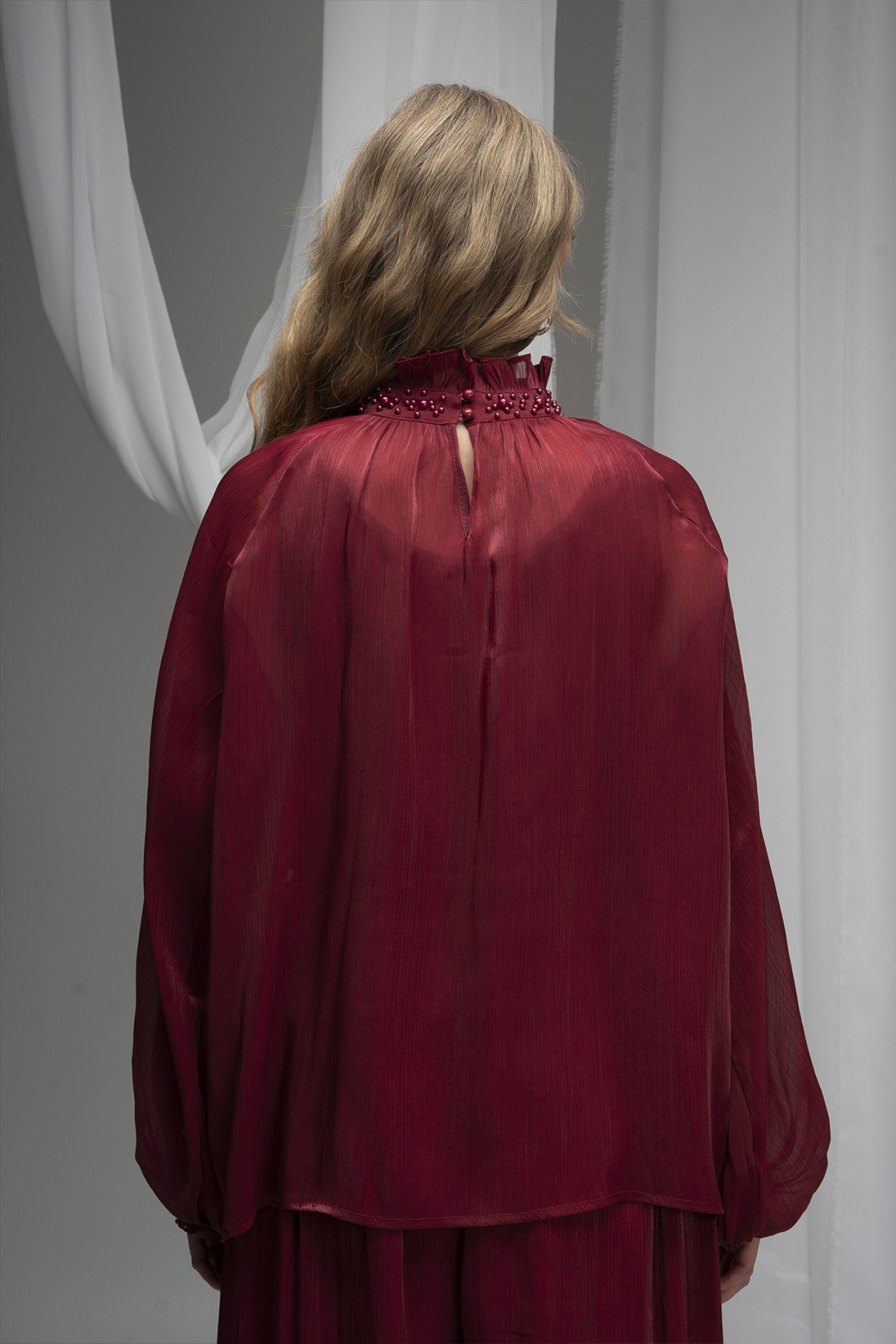 Pearl Embellished Deren Organza Blouse