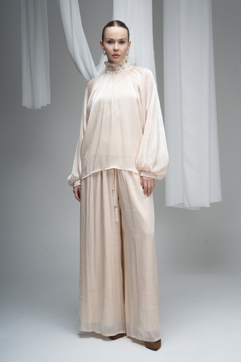 Pearl Embellished Deren Organza Blouse Pearl Embellished Deren Organza Blouse