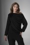 One-Shoulder Crepe Blouse with Rose Detail