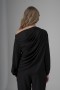 One-Shoulder Crepe Blouse with Rose Detail