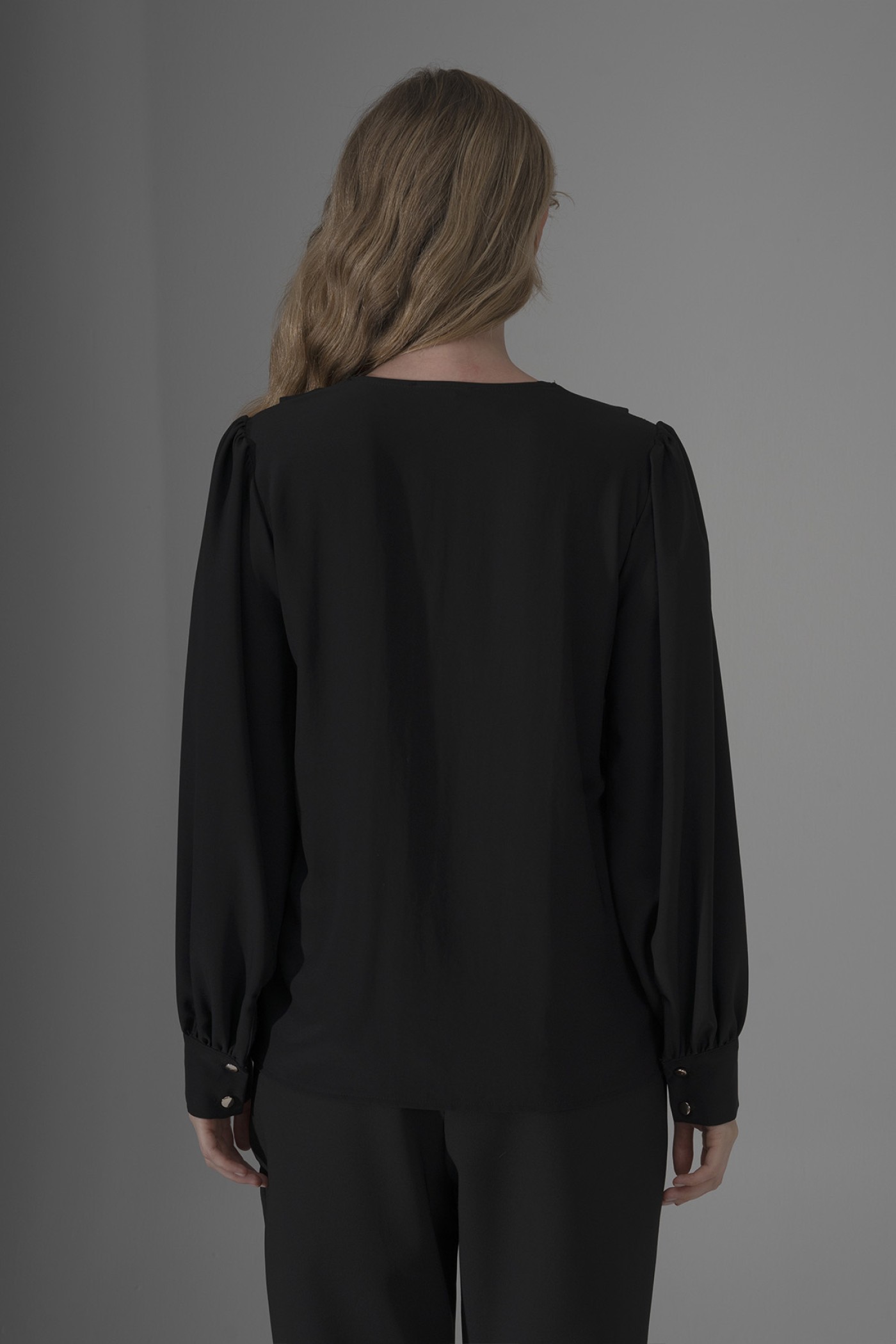  Dubai Crepe Blouse with Scarf Collar and Buckle
