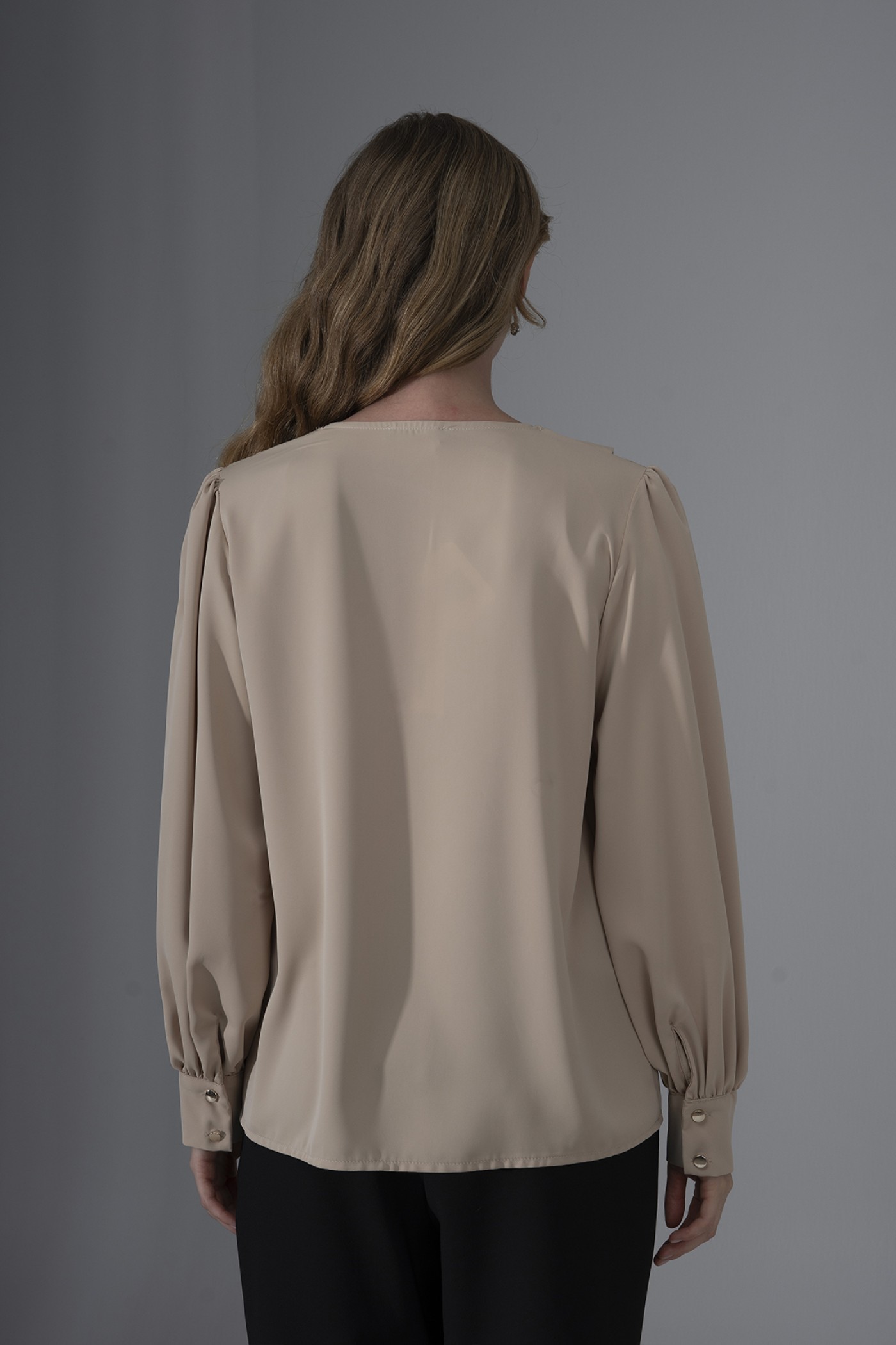  Dubai Crepe Blouse with Scarf Collar and Buckle
