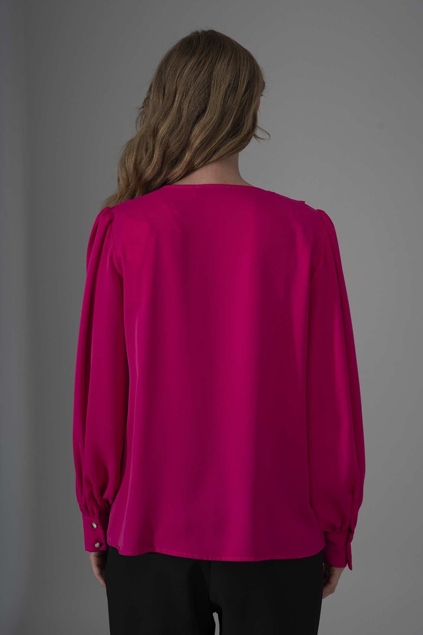  Dubai Crepe Blouse with Scarf Collar and Buckle