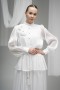 Deren Organza Blouse with Rose Details