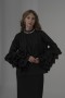  Pearl Organza Blouse with Ruffled Sleeves and Stone Detail