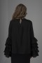  Pearl Organza Blouse with Ruffled Sleeves and Stone Detail