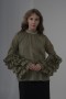  Pearl Organza Blouse with Ruffled Sleeves and Stone Detail