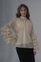  Pearl Organza Blouse with Ruffled Sleeves and Stone Detail
