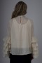  Pearl Organza Blouse with Ruffled Sleeves and Stone Detail