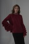  Pearl Organza Blouse with Ruffled Sleeves and Stone Detail