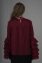  Pearl Organza Blouse with Ruffled Sleeves and Stone Detail