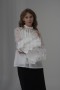  Pearl Organza Blouse with Ruffled Sleeves and Stone Detail