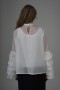  Pearl Organza Blouse with Ruffled Sleeves and Stone Detail