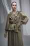 Deren Organza Blouse with Ruffles and Belt