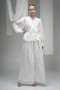 Plus Size Belted Buttoned Deren Fabric Blouse