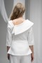 One-Shoulder Atlas Blouse with Pearl Bow Details