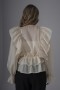 Ruffled Pearl Organza Blouse with Stone Trim