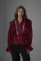 Ruffled Pearl Organza Blouse with Stone Trim