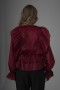 Ruffled Pearl Organza Blouse with Stone Trim