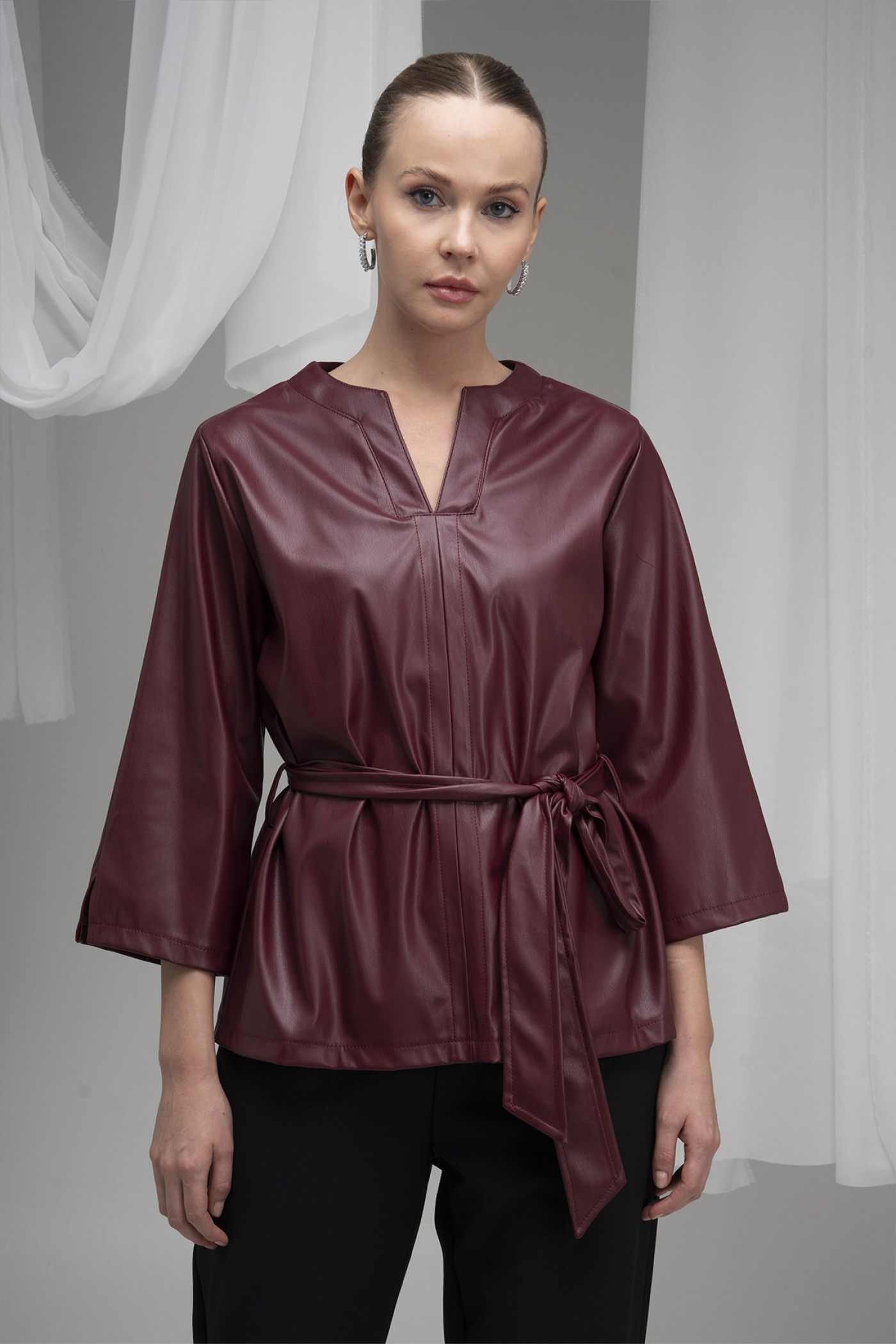 Belted Leather Blouse Belted Leather Blouse