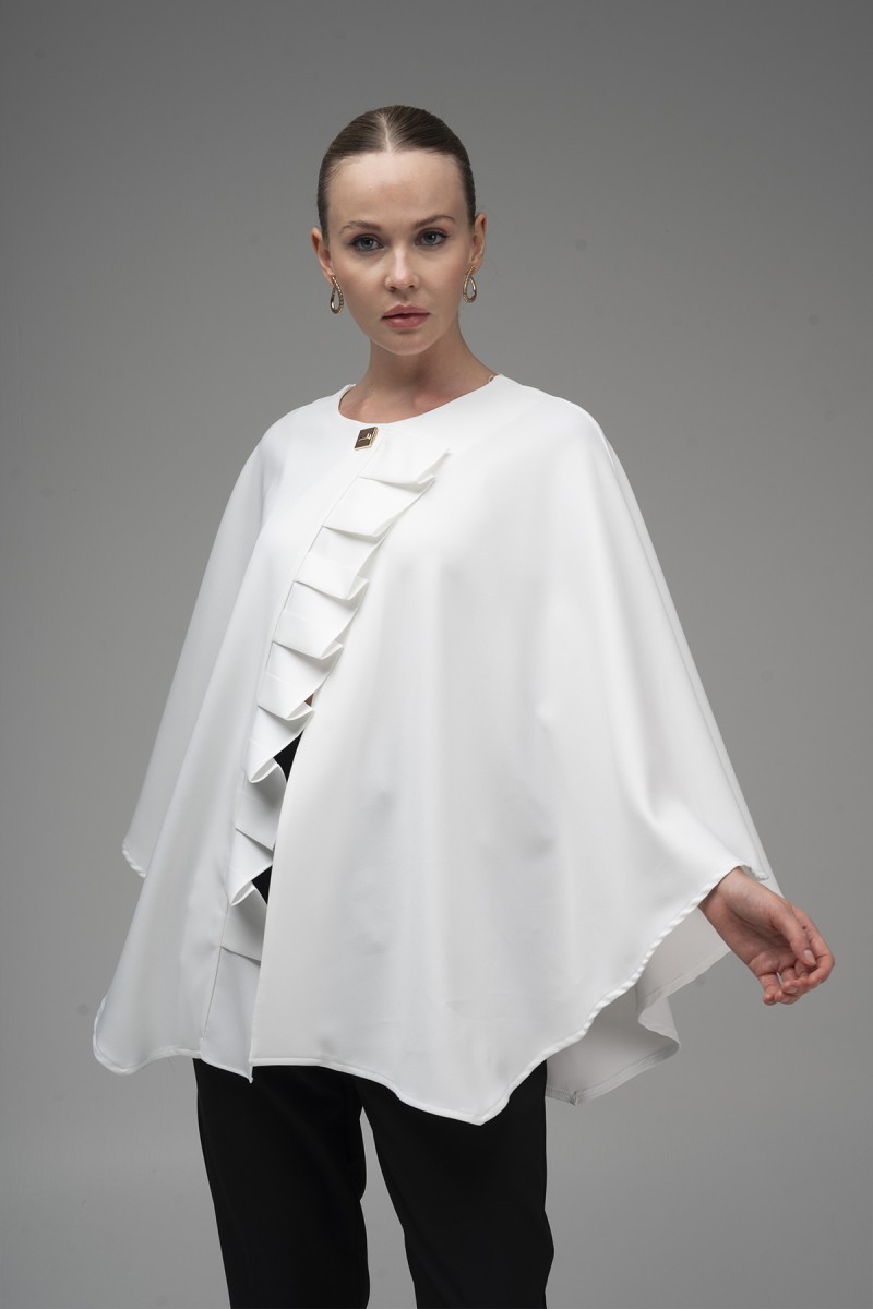 Buttoned Cape Blouse