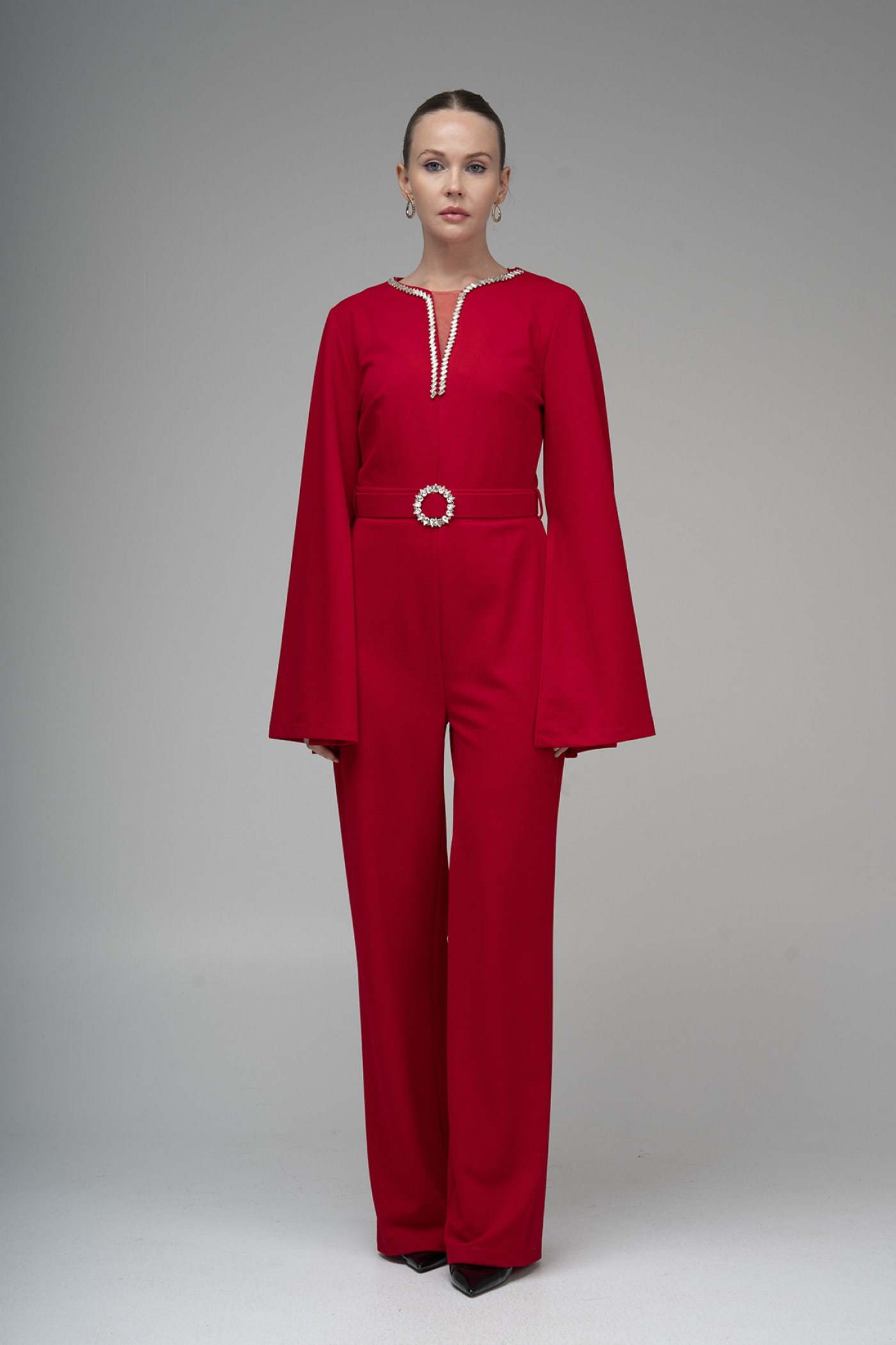 Stone Buckle Belted Jumpsuit Stone Buckle Belted Jumpsuit