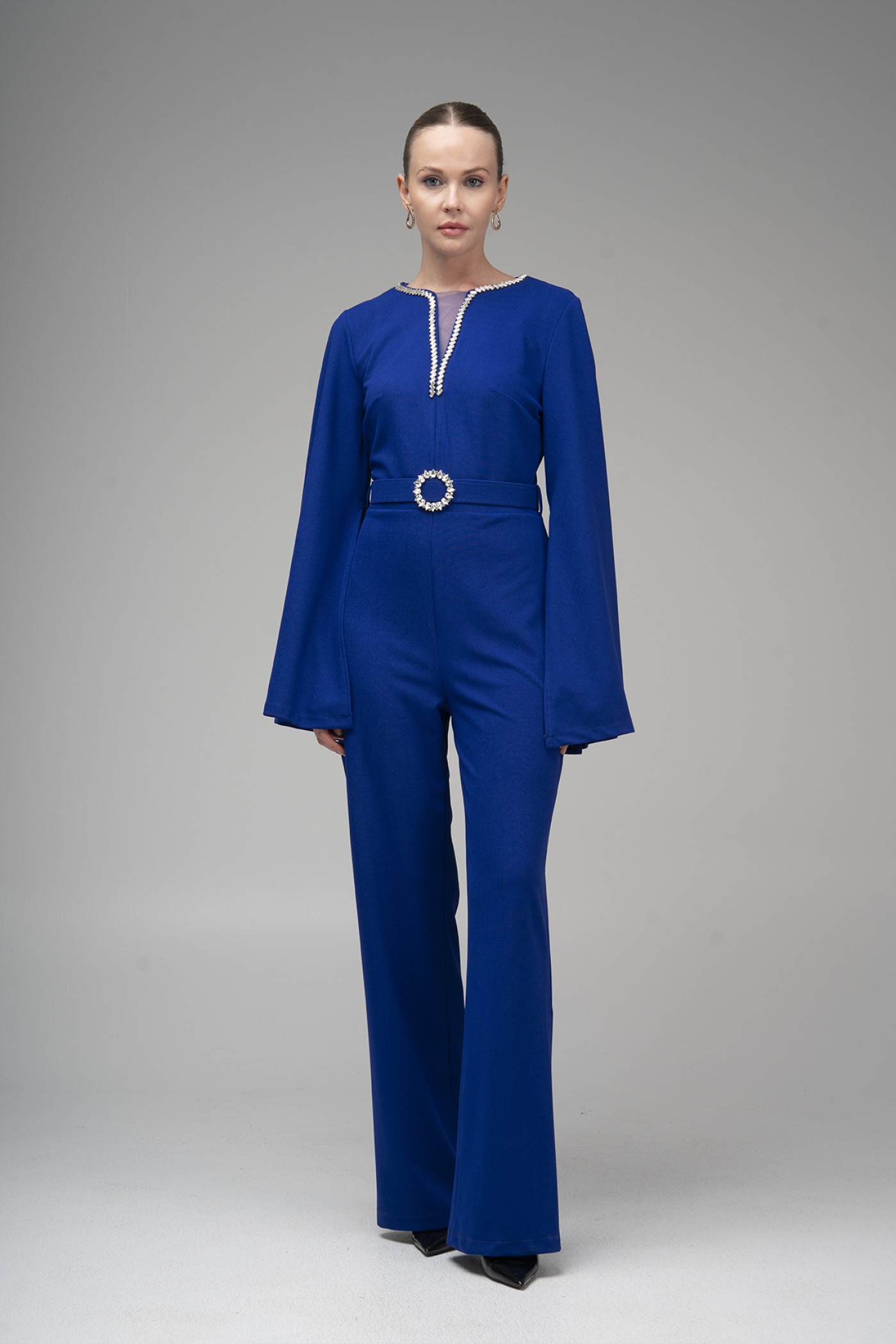 Stone Buckle Belted Jumpsuit Stone Buckle Belted Jumpsuit