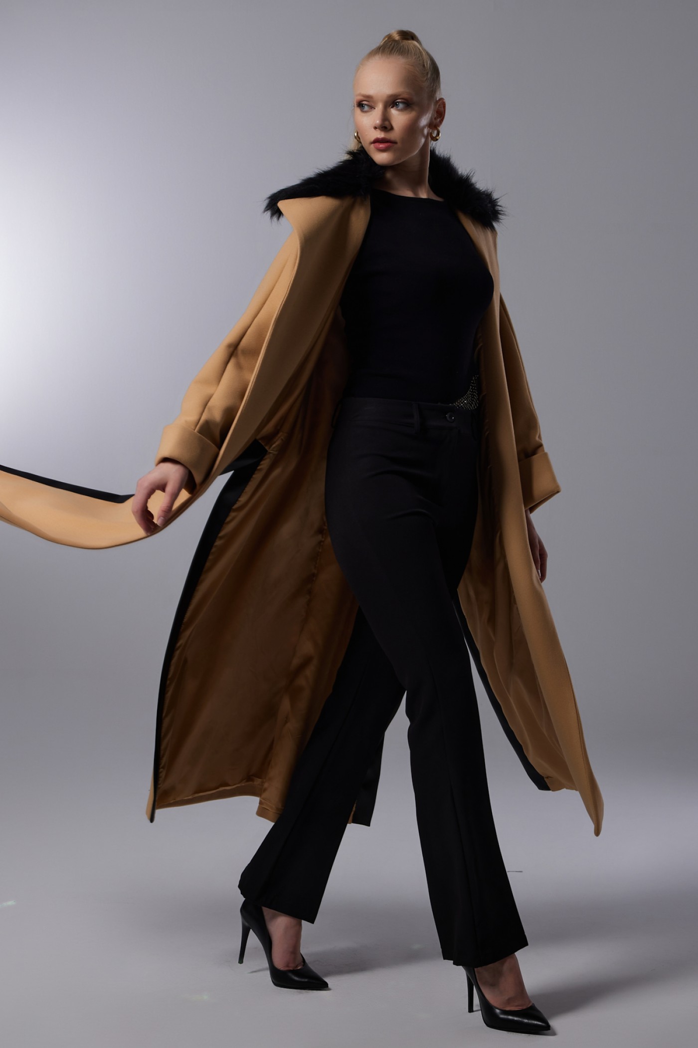 Fur Collar Detailed Cachet Coat