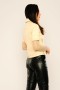 Leather Jacket with Mesh Detail on Sleeves Leather Jacket with Mesh Detail on Sleeves