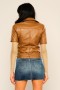 Leather Jacket with Mesh Detail on Sleeves Leather Jacket with Mesh Detail on Sleeves